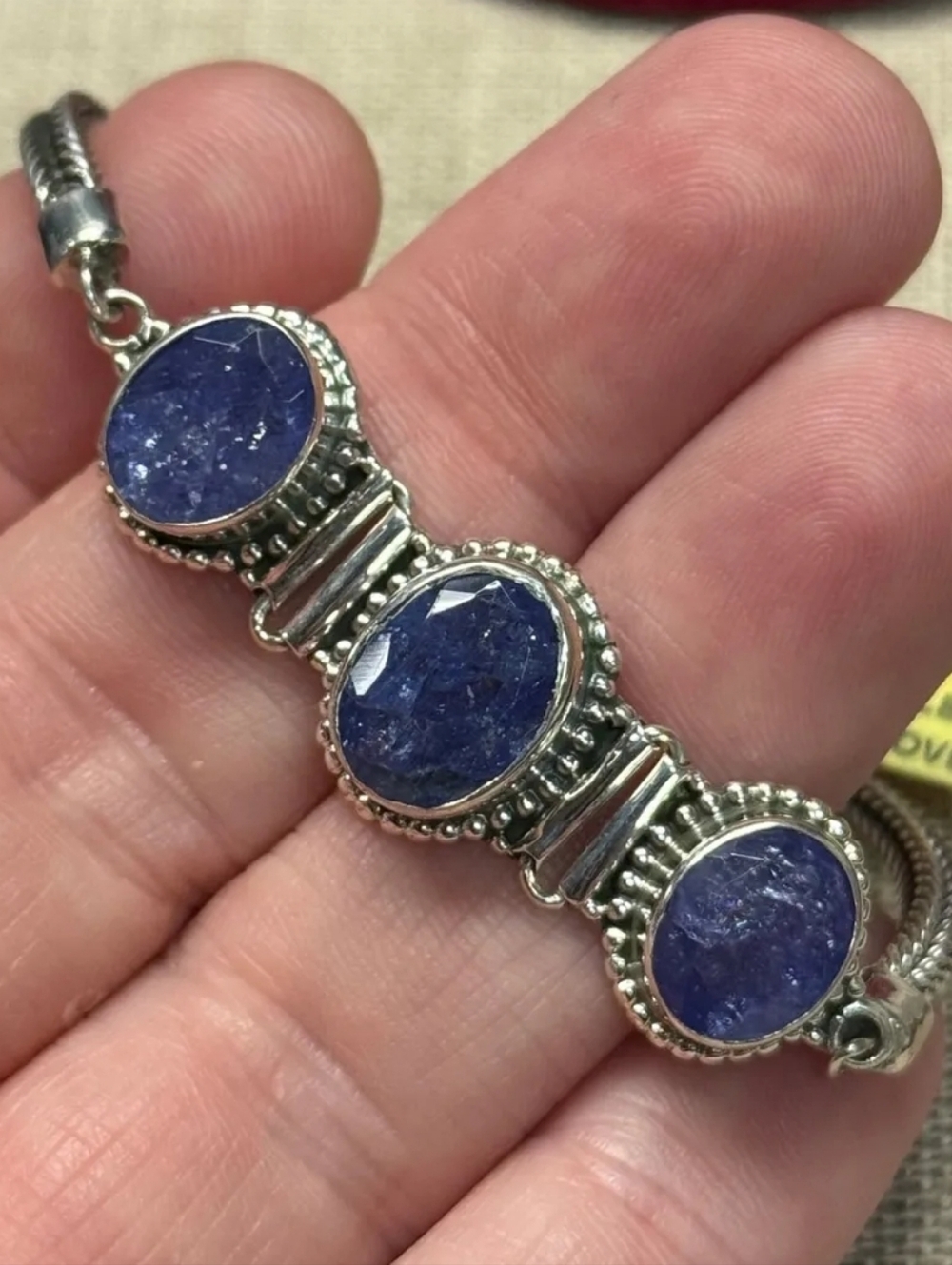 Sterling Silver Artisan Crafted Tanzanite Bracelet 7.5"-8" - Picture 5 of 7